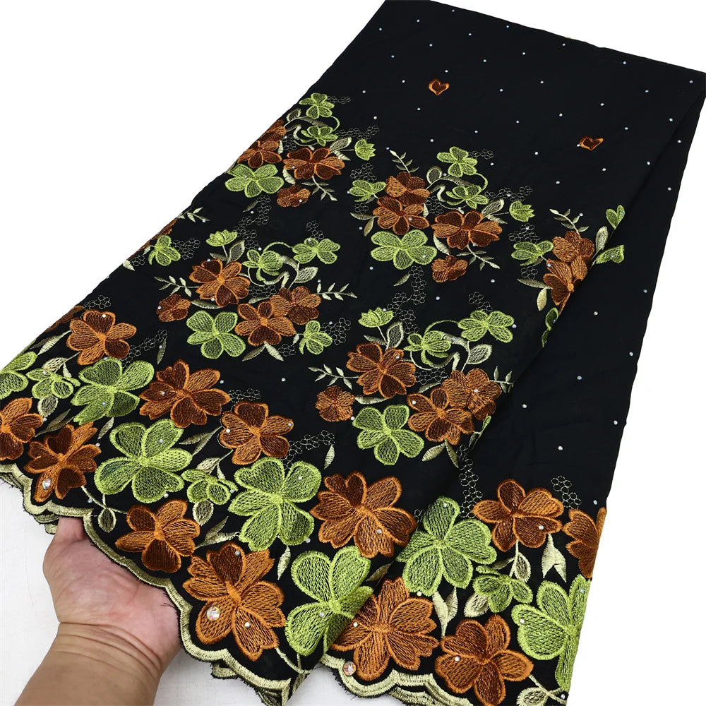 Latest 2025 High Quality African Nigerian Tulle Lace Fabric Cotton Damask Guipure Formal Prom Party Gown Dress 5Yards