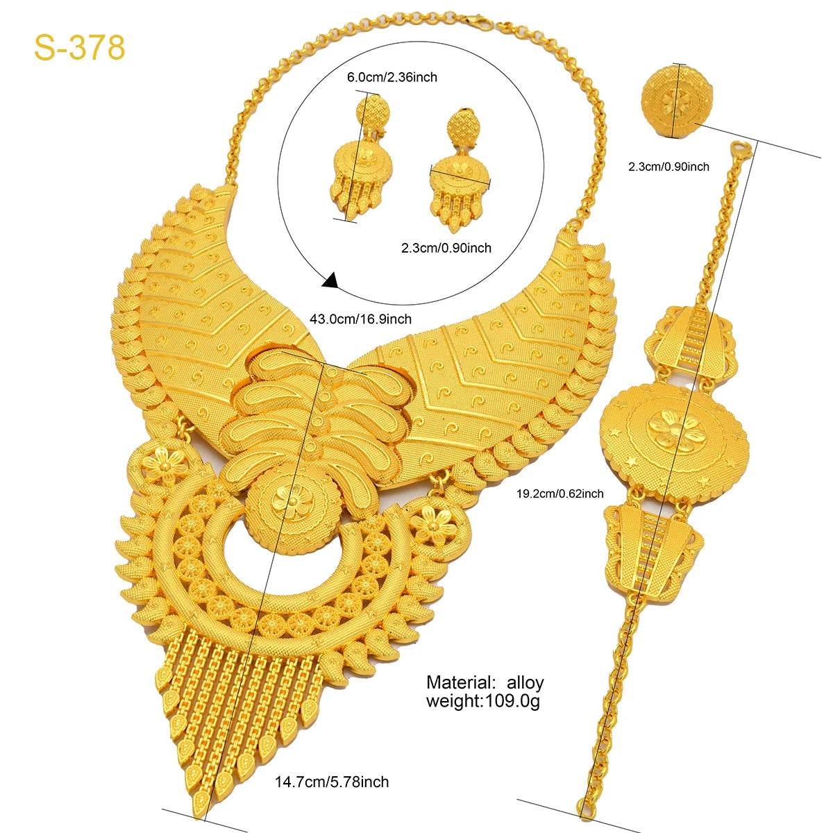 Indian Big 24k Gold Plated Jewelry Set For Women Party Dubai African Necklace Sets Bridal Wedding Gifts Arabic Jewelry Sets