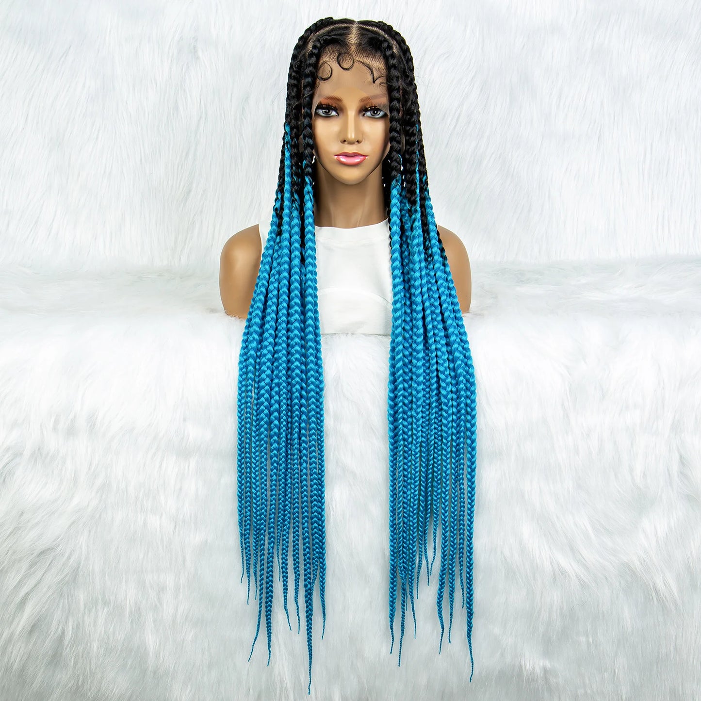 HD Full Lace Braided Wigs for Black Women Box Braids Synthetic Lace Front Wig Big Square Knotless Box Braids With Baby Hair