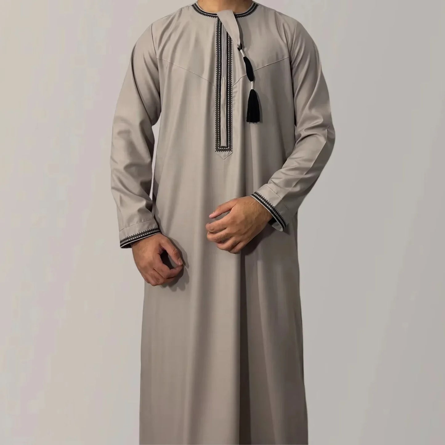 New Men's Muslim Fashion Abayas Dress O Neck Long Sleeve Pullover Kaftan Pakistan Saudi Arab Caftan Islamic Clothing Prayer Robe