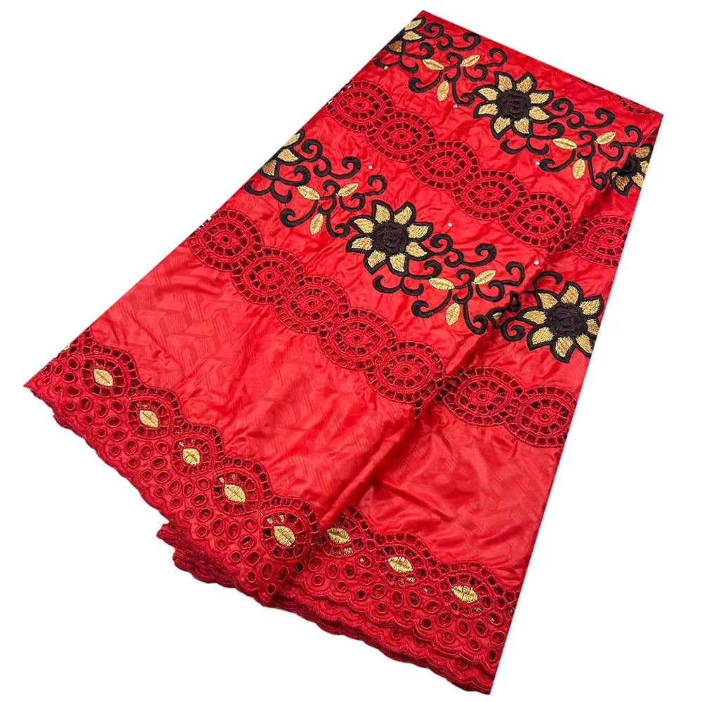African Bazin Riche Fabric for Dress, African Lace Fabric, Nigerian Embroidery, 100% Cotton, 2.5Yards, F05, Latest