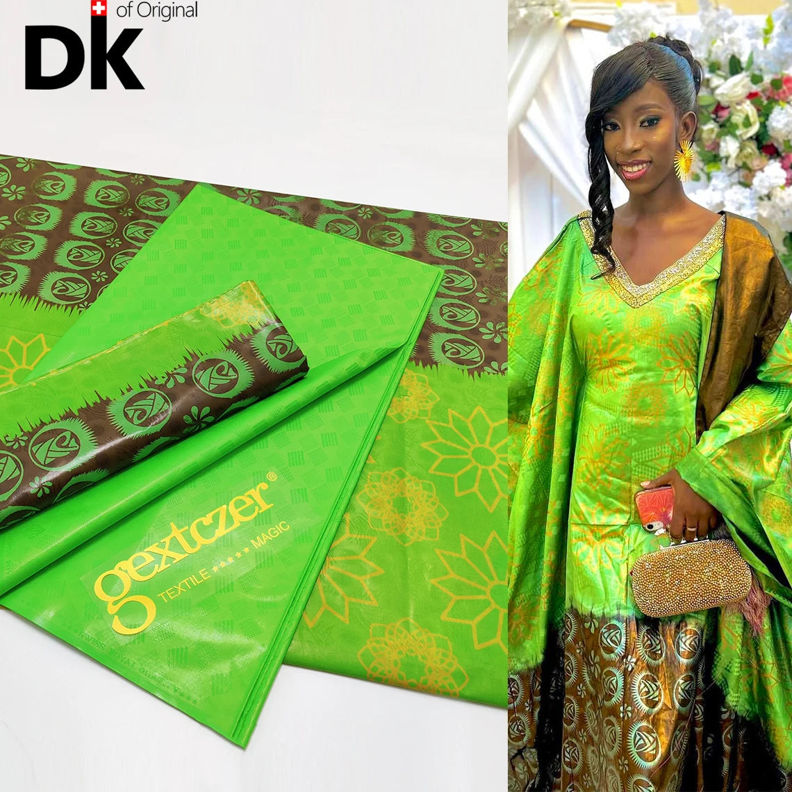 2.5 Yards Prints Baizn With 2.5 Yards Plain Bazin Perfect Match For African Guinea Women Wedding Party Dress Sewing Basin Fabric