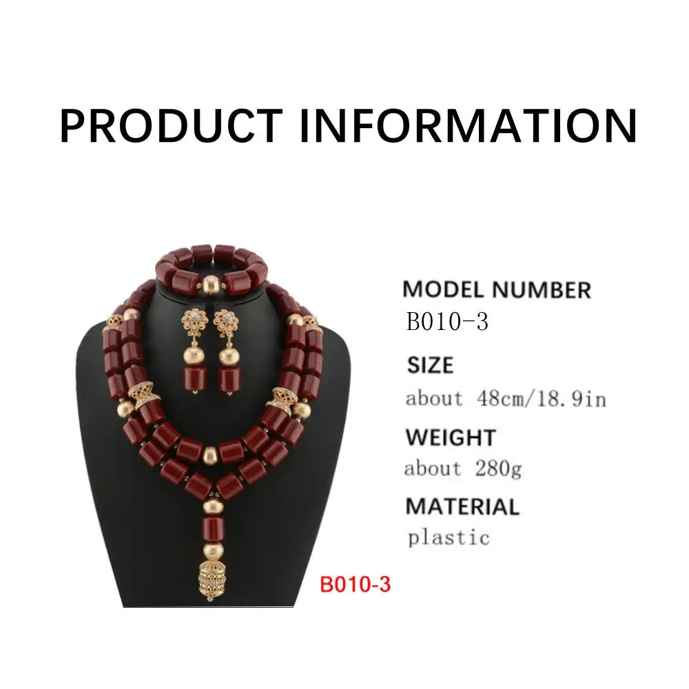African Beads Wedding Necklace Set Artificial Coral Beads Jewelry Set Wholesale Nigeria Bride Wedding