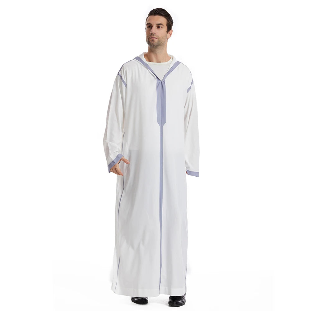 Men Abaya Muslim Dubai Saudi Long Dress Eid Hooded Jubba Thobe Islamic Clothing Moroccan Djellaba Caftan Kaftan Arabic Robe Gown