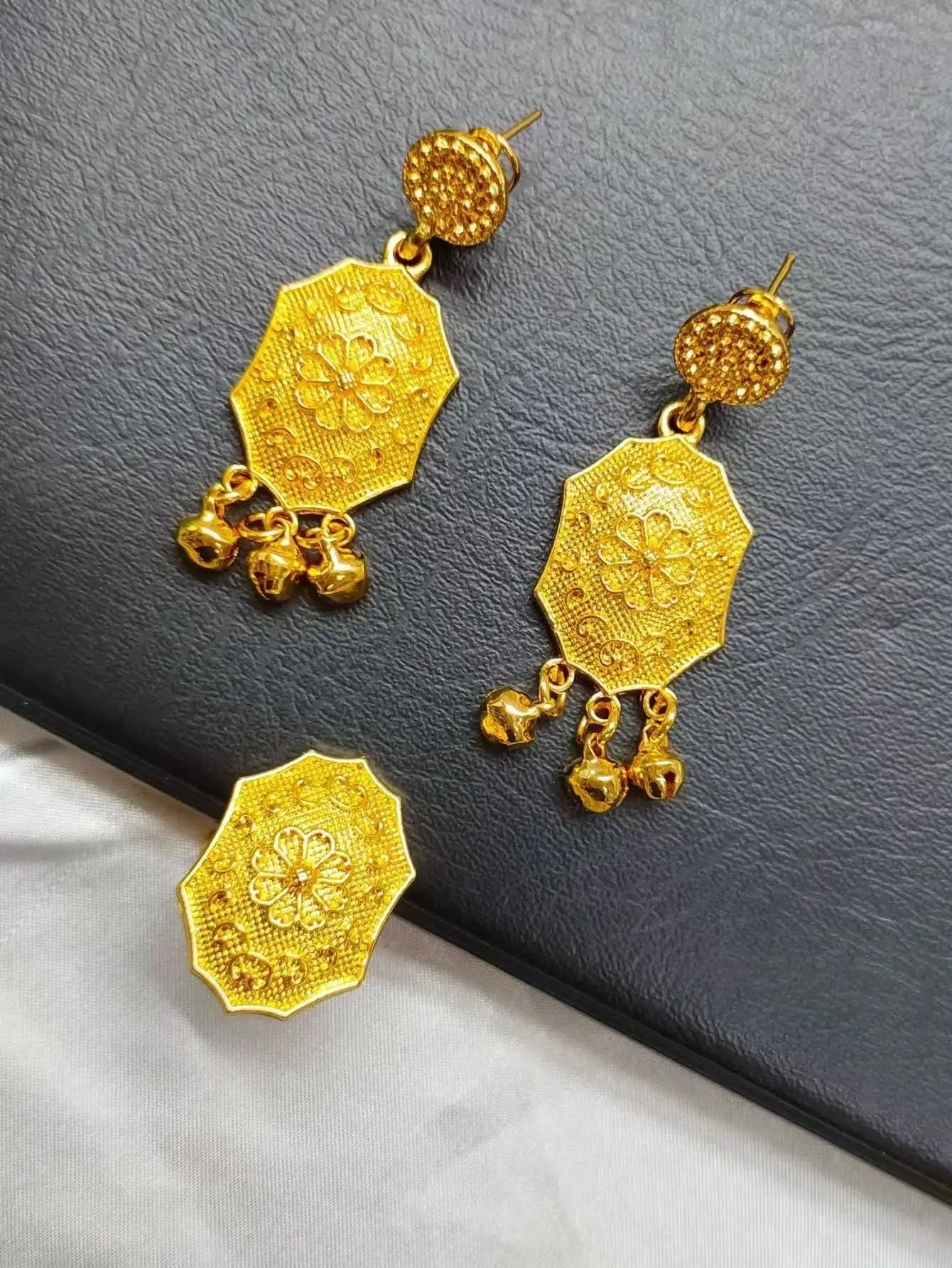 Women Ethiopian Gold Color Jewelry Set Bridal Dubai Wedding Brazilian Eritrean African Earring Necklaces Jewellery Set