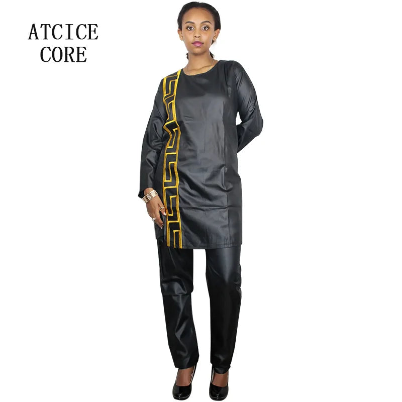 African Dress for Women Plus Size Embroidery Wedding Guest Long Maxi Dress with Pants