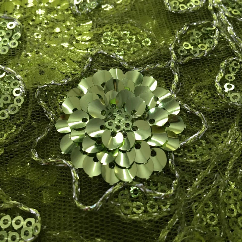 SJD LACE African Green Sequins Mesh Woman Lace Fabric High Quality 2025 Nigerian French Net Lace for Sewing Wedding Dresses 3735