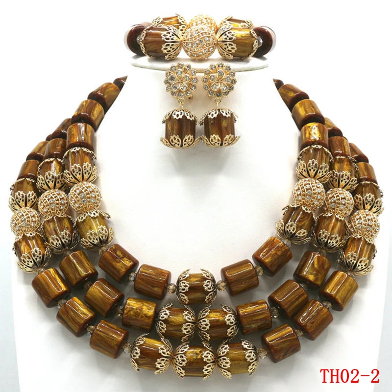 Luxury Dubai Artificial Coral Necklace Set Nigerian Wedding African Beads Jewelry Set Accessor