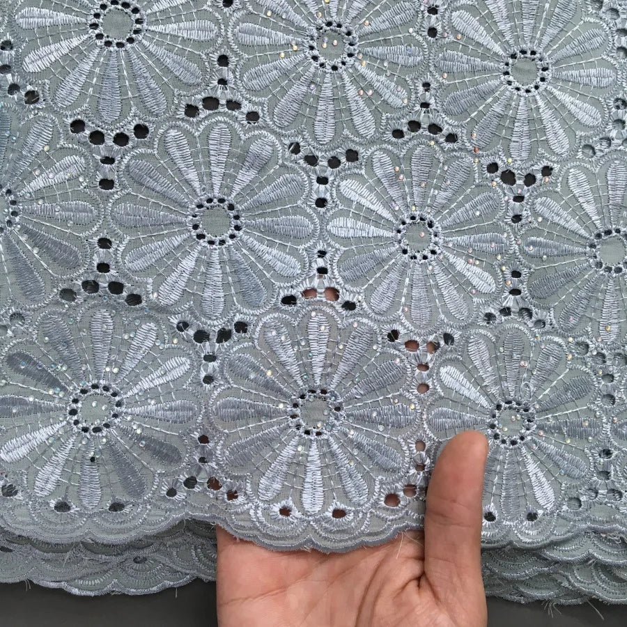 Nigerian Swiss Voile Cotton Fabric Lace African Lace Fabric with Stones Evening Party Dresses For Women High Quality2.5yards4200