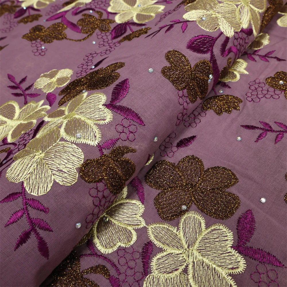 Latest 2025 High Quality African Nigerian Tulle Lace Fabric Cotton Damask Guipure Formal Prom Party Gown Dress 5Yards