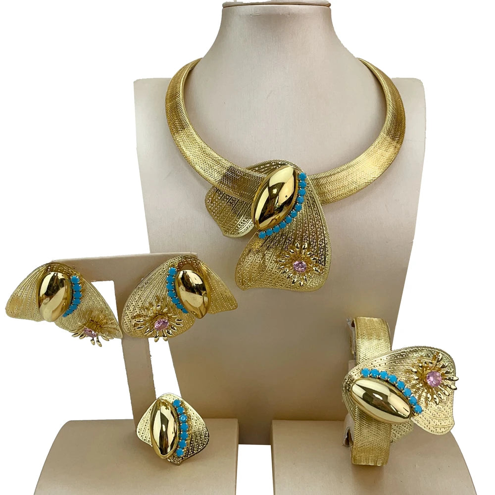 New Fashion High Quality Unique Style Brazilian Handmade Flower Jewelry Sets for Women FHK20760