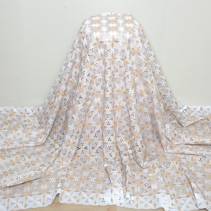 Kalume African Cotton Lace Fabric With Stones 2025 High Quality Embroidery Swiss Voile Lace In Switzerland For Dresses F4149