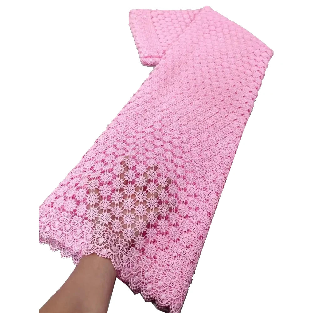 2025 Latest High Quality African Nigerian Water soluble  Damask Lace Fabric Embroidery Party Dress Sequins Cotton 5yards