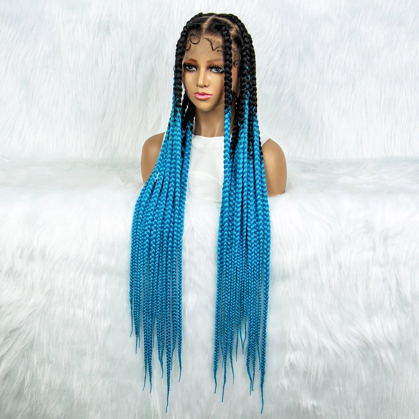 HD Full Lace Braided Wigs for Black Women Box Braids Synthetic Lace Front Wig Big Square Knotless Box Braids With Baby Hair