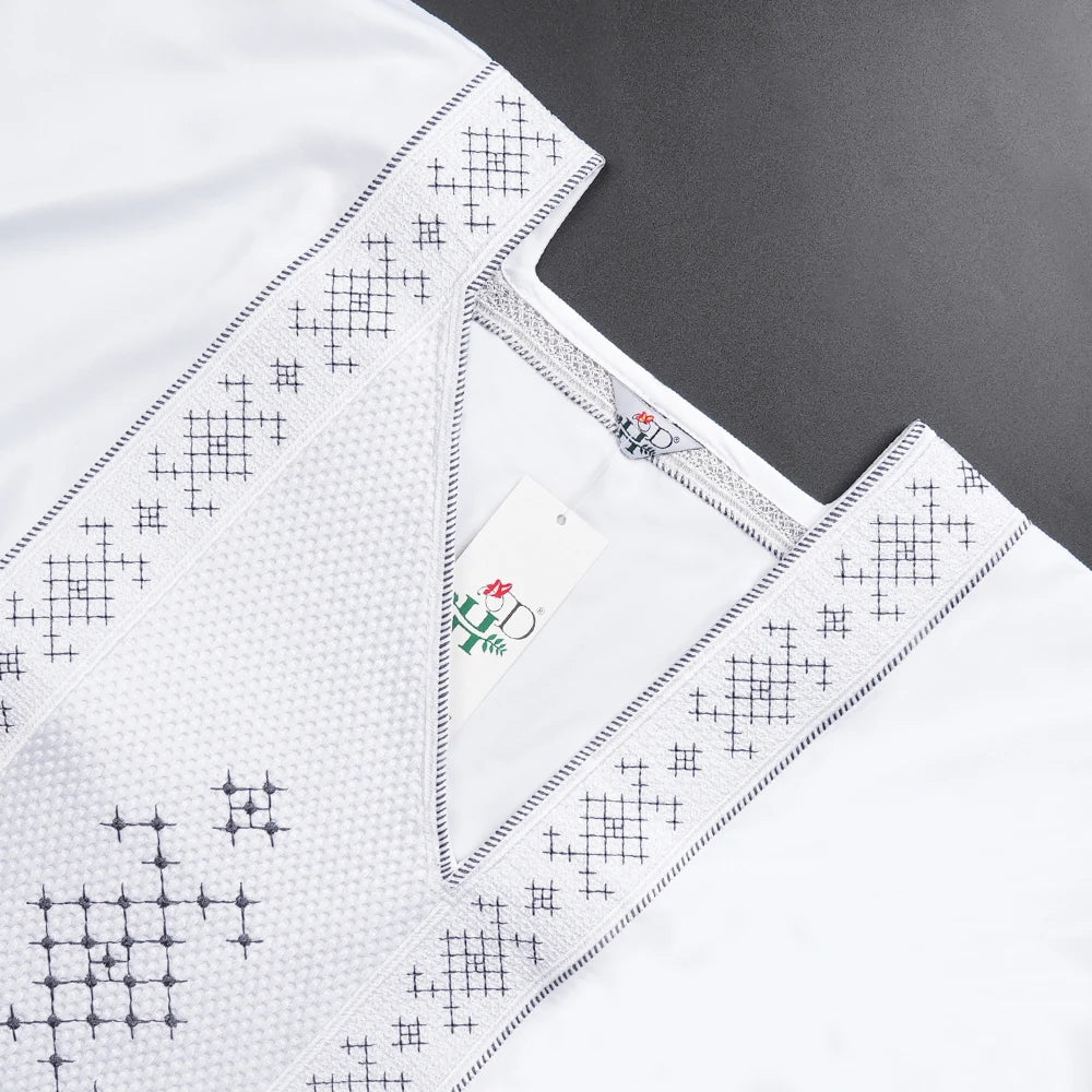 H&D African Clothes for Men White Tradition Wedding Party Clothing Robe Embroidery Shirt Pants 3 Pcs Set Dashiki Agbada Ramadan