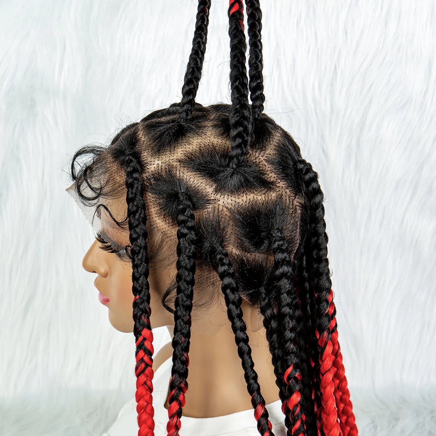 HD Full Lace Braided Wigs for Black Women Box Braids Synthetic Lace Front Wig Big Square Knotless Box Braids With Baby Hair