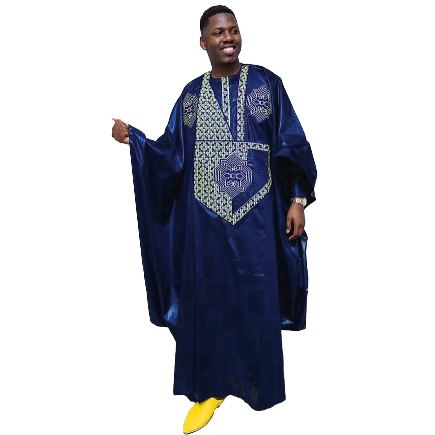 African Clothing For Men Traditional Bazin Riche Embroidery Design Top Long Sleeve 3 Piece Set