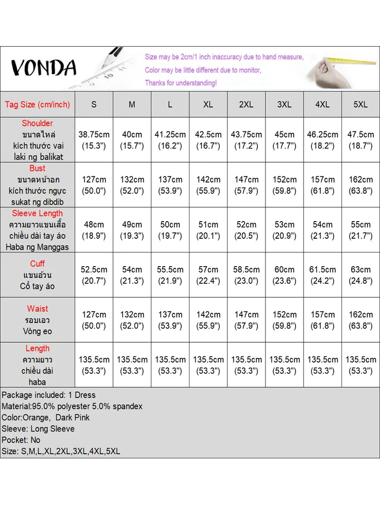 Plus Size VONDA Women Foral Printed Maxi Dress 2024 Causal Puff Sleeve Round Neck Bohemian Long Sundress Holiday Eelgant Vestido