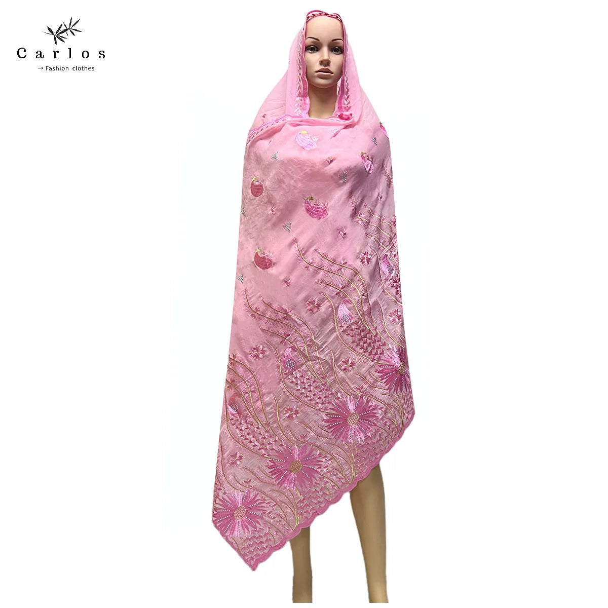 2024 New Muslim Women Turban Embroidery Soft Dubai Cotton Scarf Islamic Pray Instant Shawls Fashion Head Scarf Headwraps Sc-34