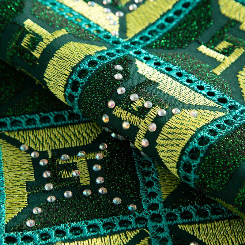 Kalume African Cotton Lace Fabric With Stones 2025 High Quality Embroidery Swiss Voile Lace In Switzerland For Dresses F4149