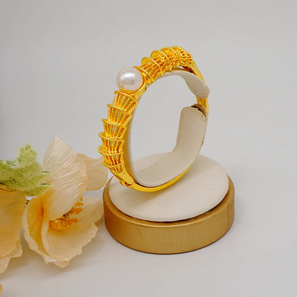 Trendy Nigerian Dubai Gold Color Jewelry Set For Women Tassel Long Chain Bridal Long Necklace Bracelet Earring Ring Wedding Sets