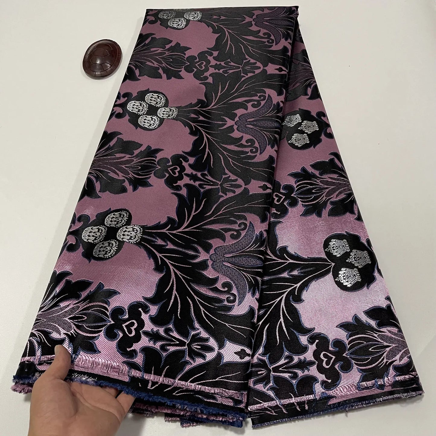 African Thick Damask Lace Fabric 2.5Yard Or 5Yards 2025 Jacquard Brocade Fabrics DIY Sew For Nigeria Women Headtie Aso obi Dress