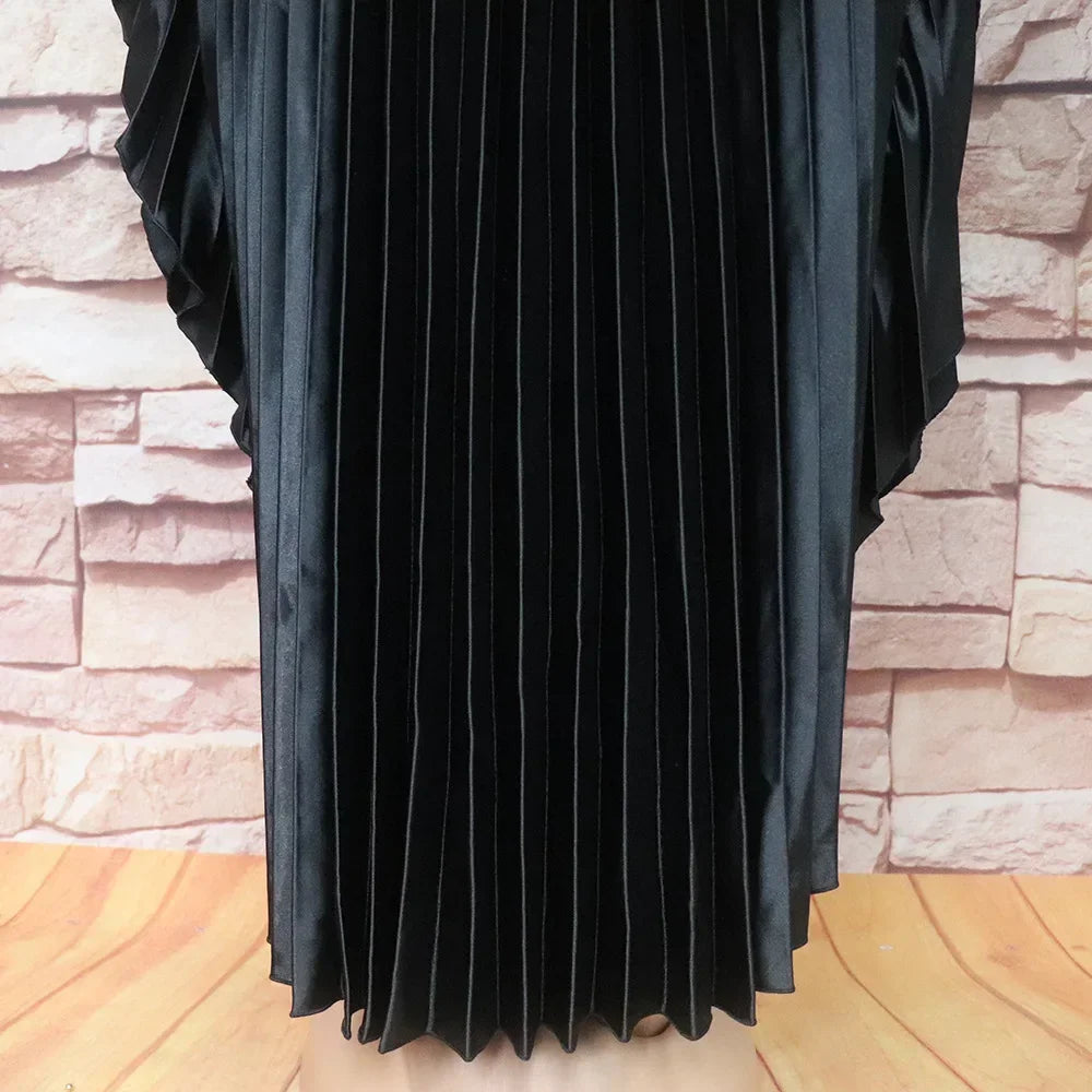 2024 Plus Size African Dresses for Women Summer Fashion Africa Long Sleeve Pleated Long Maxi Dress Gowns Kaftan Africa Clothing