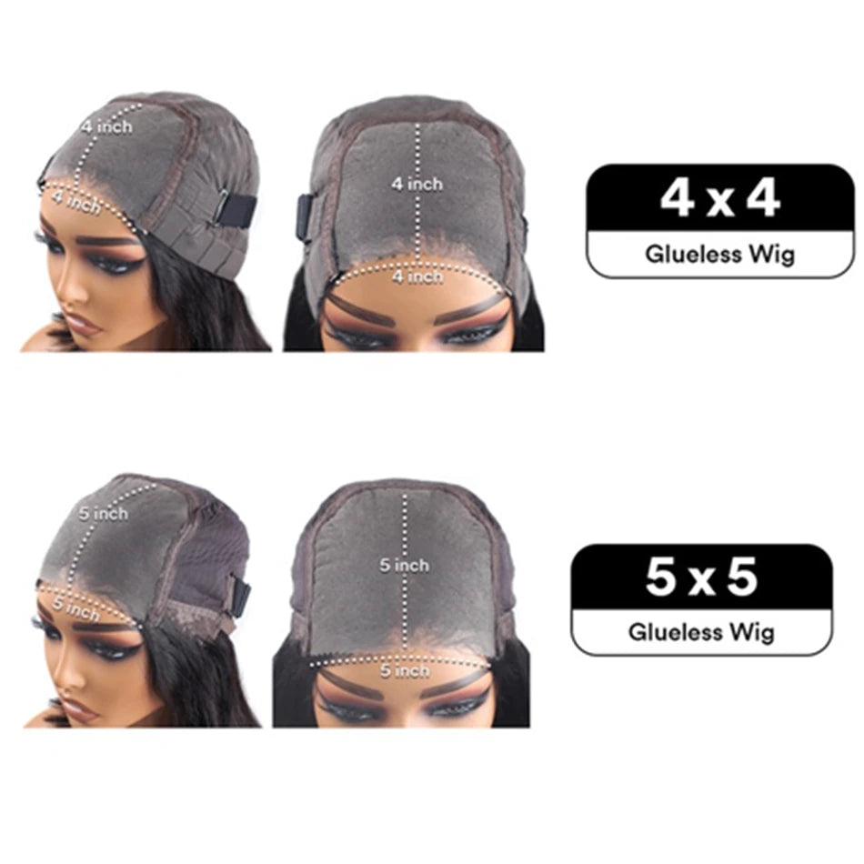 Glueless Wear and Go Bone Straight Lace Front Wigs 4x4 5x5 Pre-Cut Lace Wig Human Hair Ready To Wear Lace Closure Wig For Women