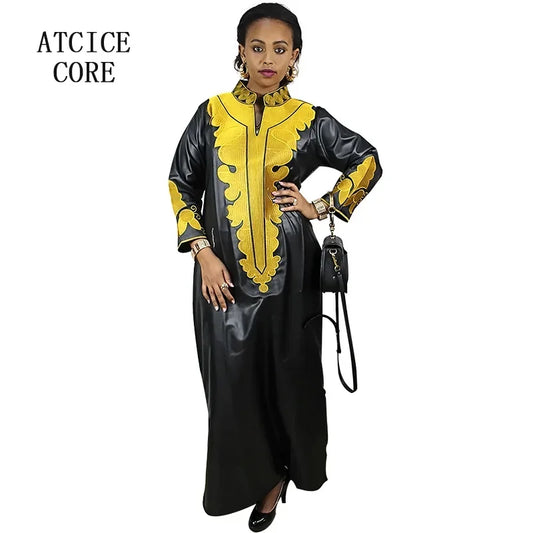 African Dress For Woman Soft Mateial With Big Emboridery Long Dress Without Scarf