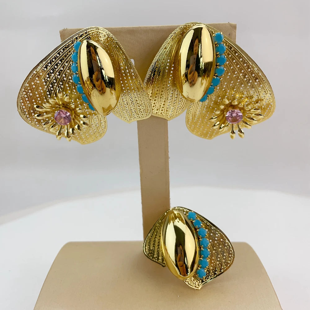 New Fashion High Quality Unique Style Brazilian Handmade Flower Jewelry Sets for Women FHK20760