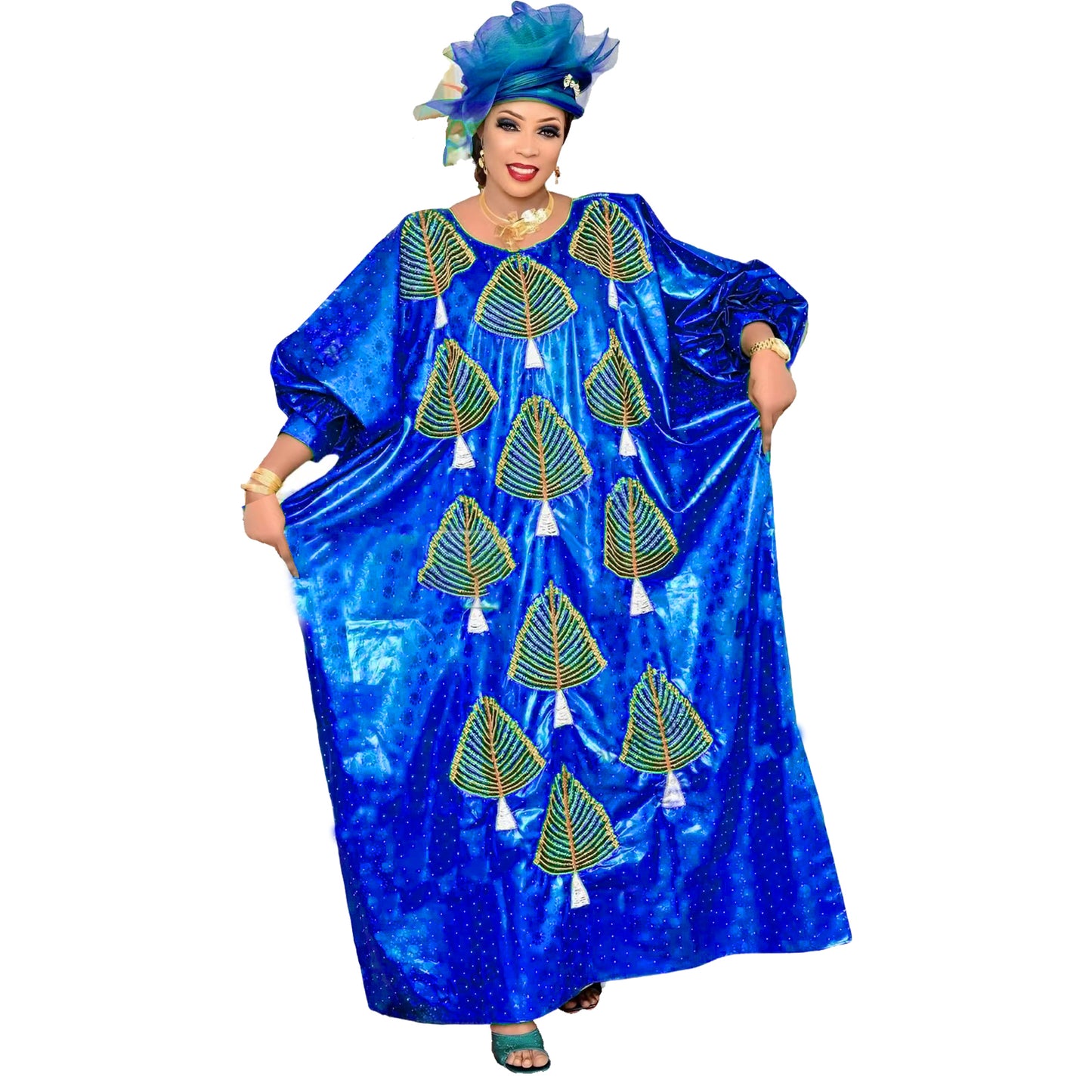 African Plus Size Kaftan Dress Emboridered Full Gown Nightdress Party Casual Dress