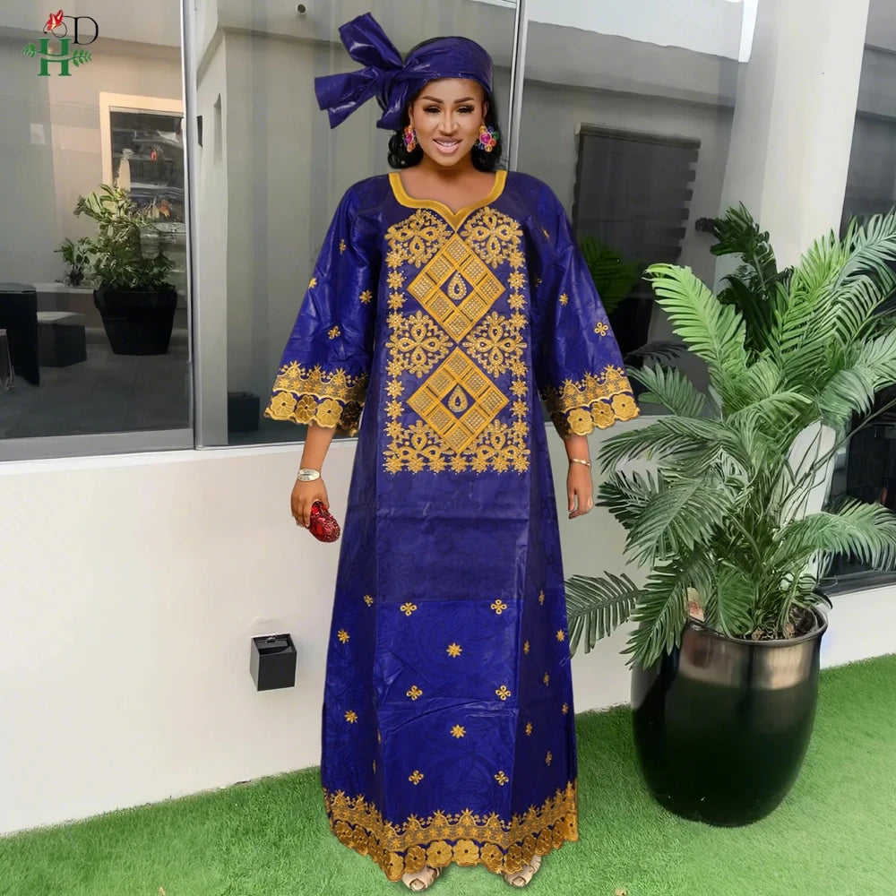 H&D African Clothing Dresses For Women 2024 Elegant Wedding Party Gown Ankara Dashiki Long Dress Roupas Bazin Riche Robes