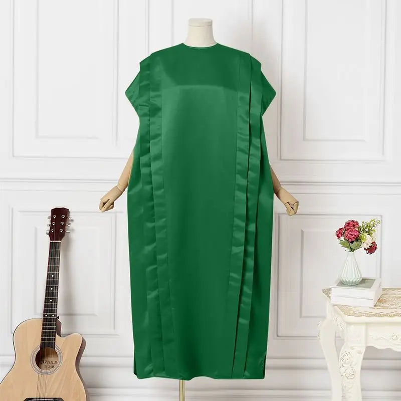 VONDA Oversize Women Maxi Dress Elegant Short Sleeve Ruffled Satin Silk Party Sundress 2024 Casual Loose Solid Color Summer Robe