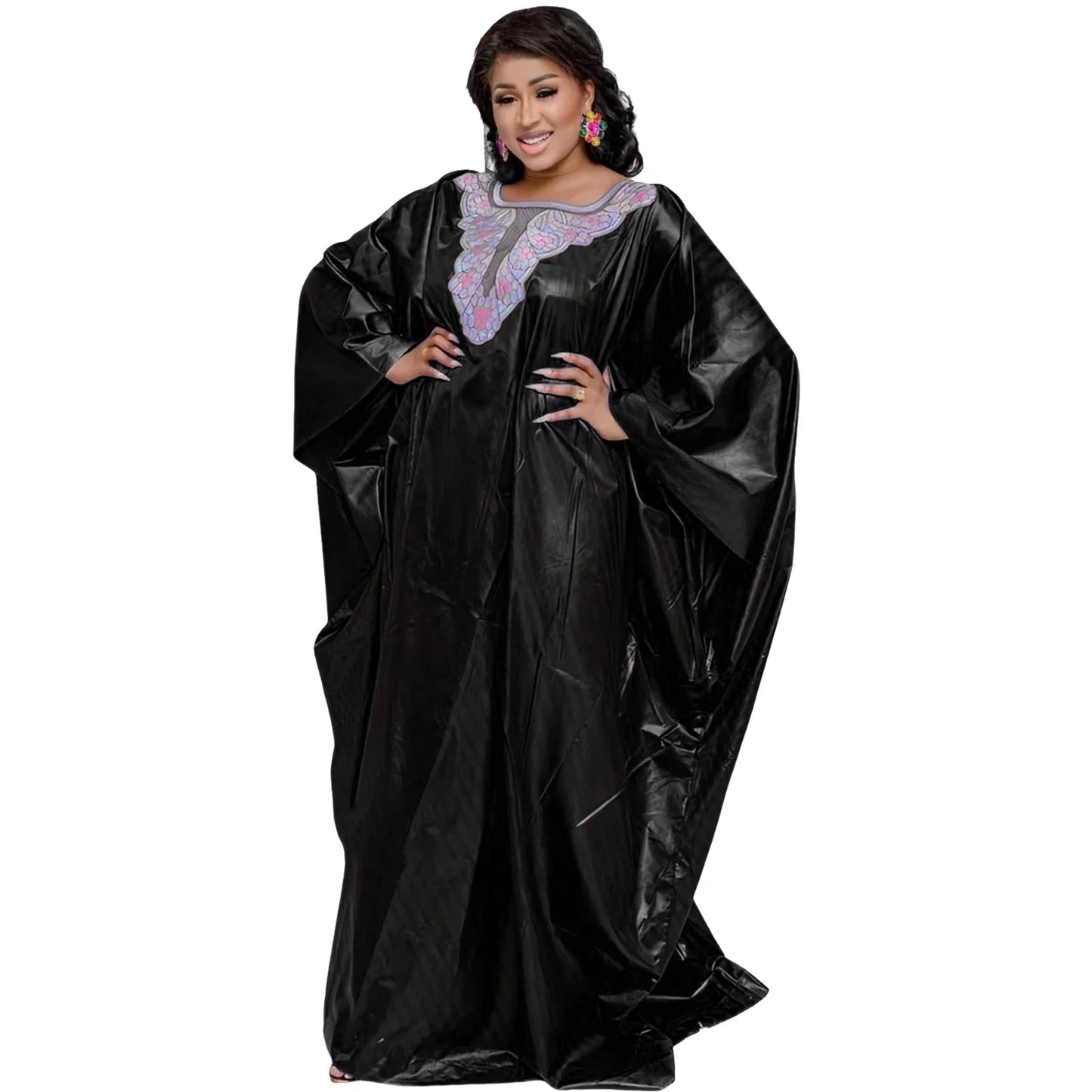 African Dresses For Couples Traditional  Bazin Embroidery Dresses Floor Length Dress With Scarf Couple Design