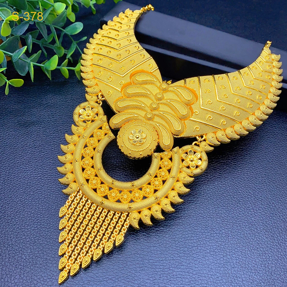 Indian Big 24k Gold Plated Jewelry Set For Women Party Dubai African Necklace Sets Bridal Wedding Gifts Arabic Jewelry Sets