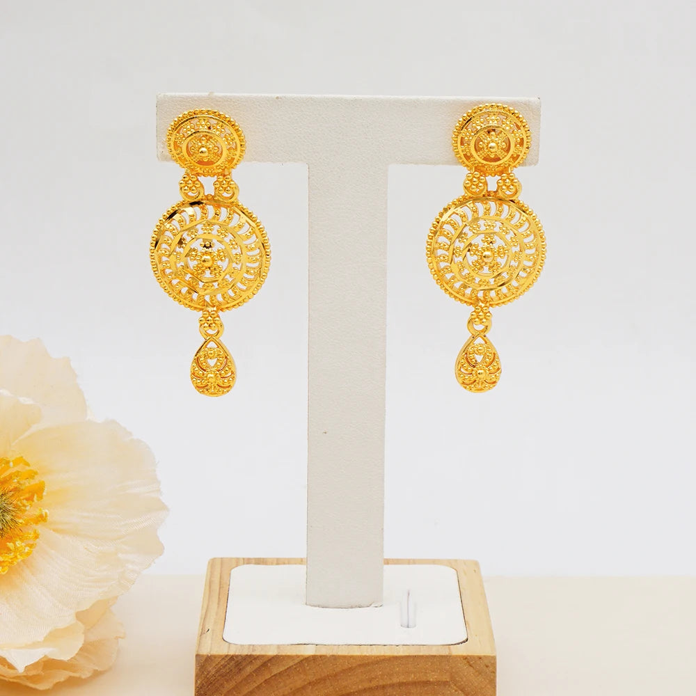 Luxury Indian Jewellery Earrings Necklace Jewelry Sets For Women Dubai Gold Color African Arabic Wedding Bridal  Party Gifts