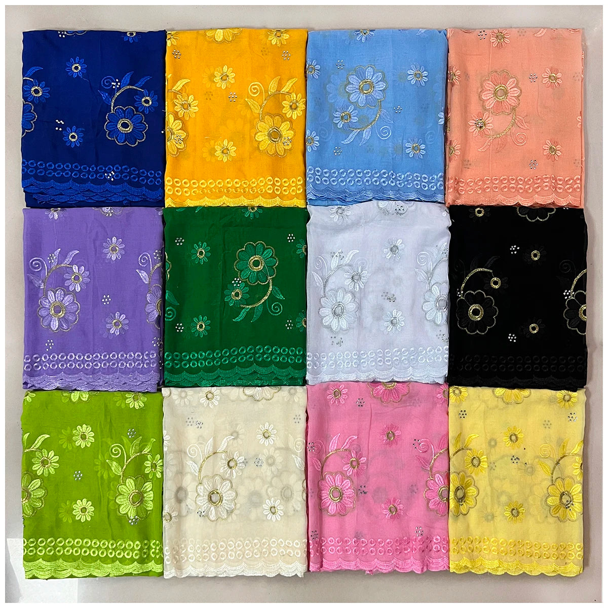 2025 Fashion Design Dubai Scarf For Muslim Women African Cotton Hijab Islam Hijab Pashmina Turban Headscarf Embroidery Shawls