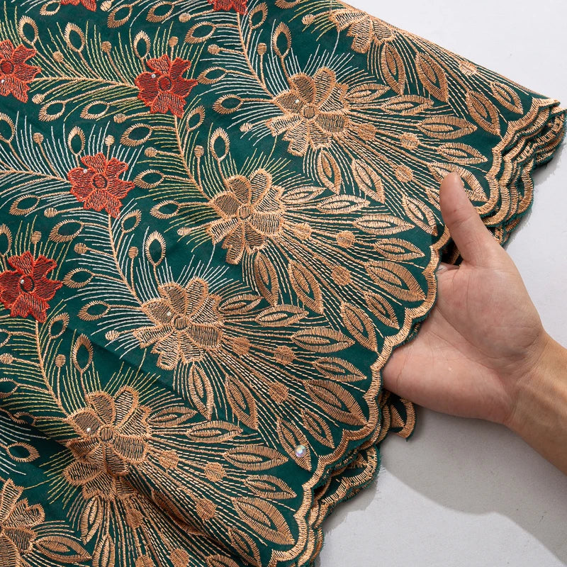 2024 African Cotton Lace Fabric High Quality Nigerian Stones Cotton Lace Fabric Swiss Voile Lace For Women Wedding Dress TY3806