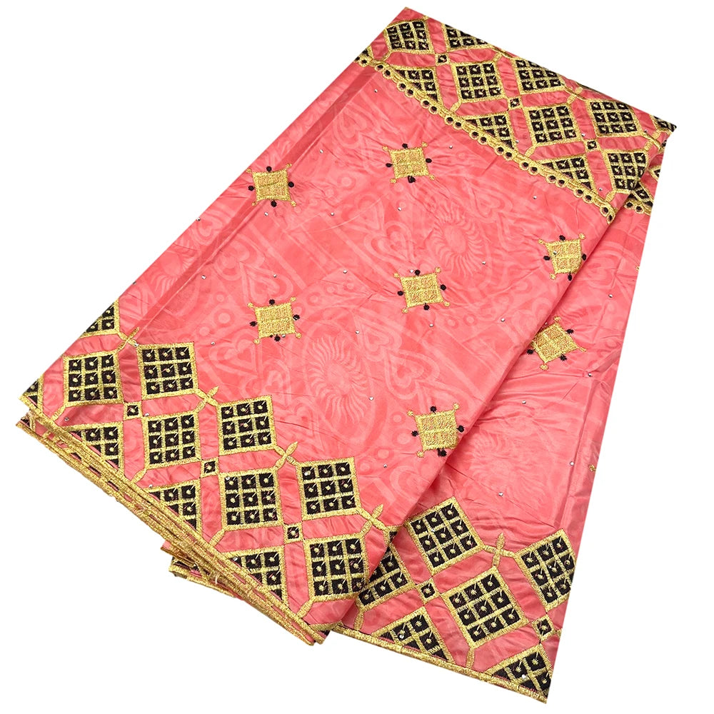 African Bazin Riche Fabric for Dress, African Lace Fabric, Nigerian Embroidery, 100% Cotton, 2.5Yards, F05, Latest
