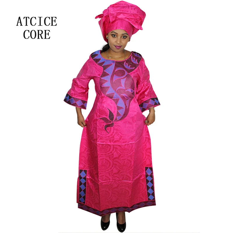 African Attire For Women Bazin Riche Embroidery Plus Size Elegant Party Church Dress