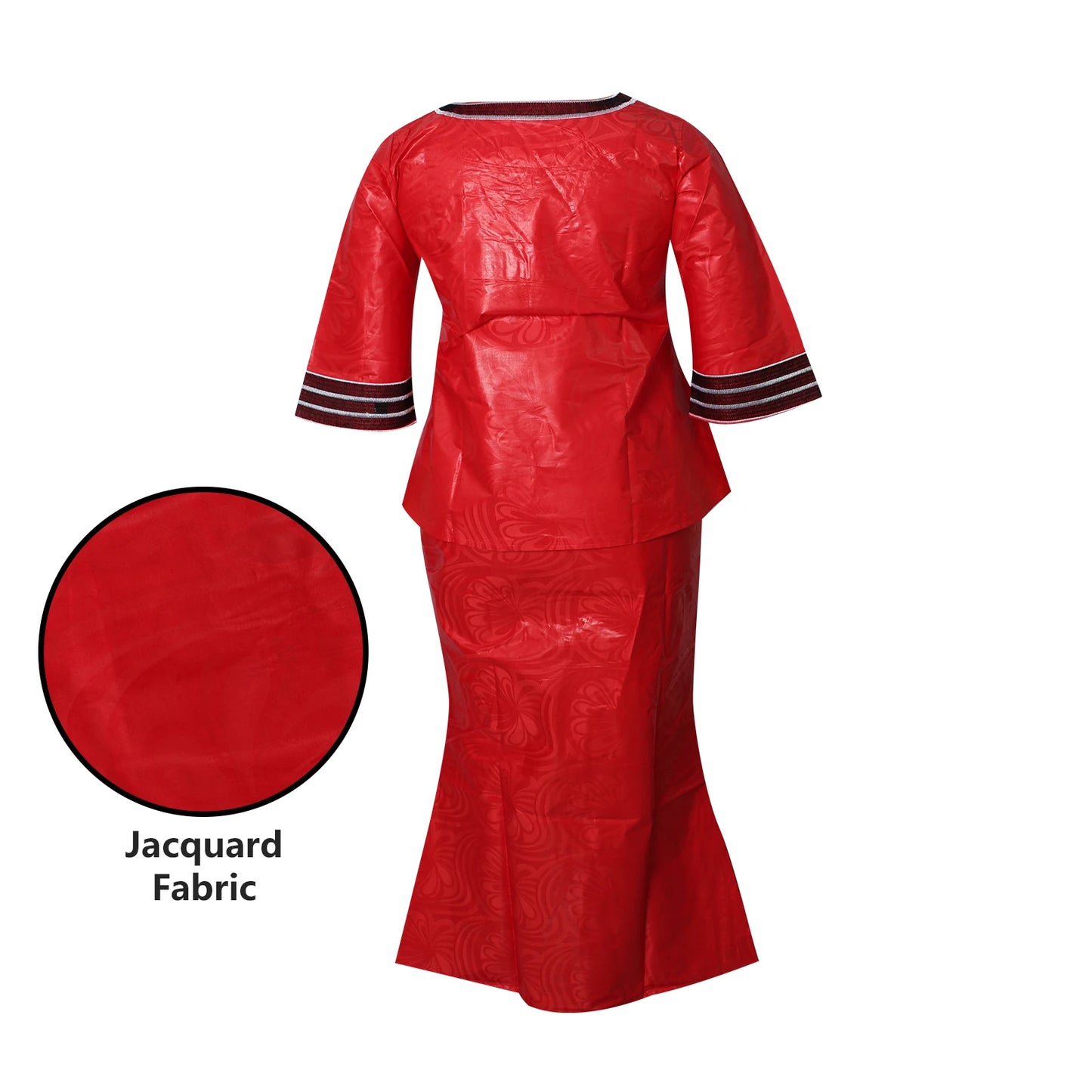 African Dresses For Women 3/4 Sleeve Top With Wrapper And Scarf 3pieces One Set 2 Size Smaller Than Us Size