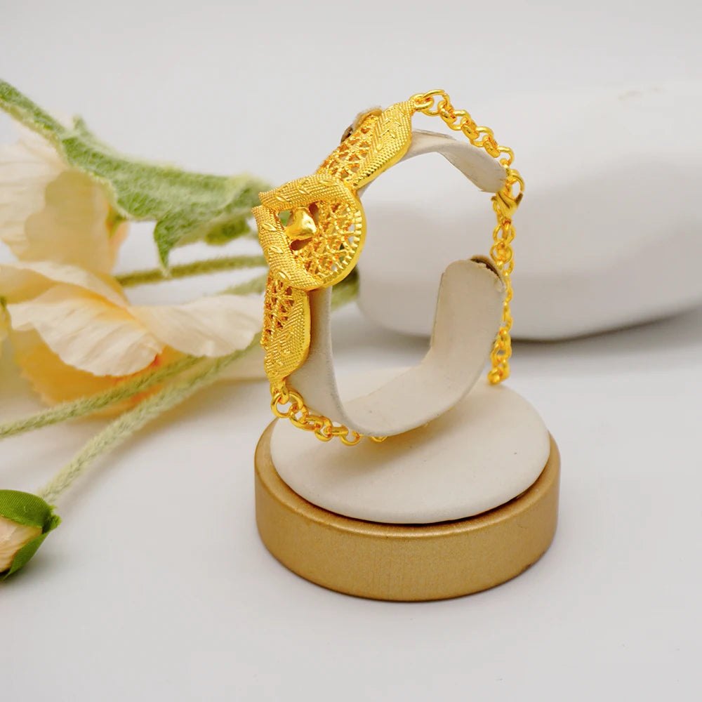 Trendy Nigerian Dubai Gold Color Jewelry Set For Women Tassel Long Chain Bridal Long Necklace Bracelet Earring Ring Wedding Sets