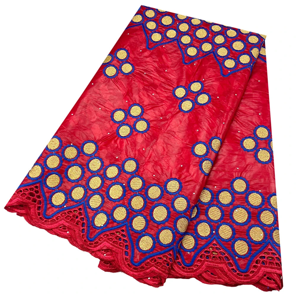 African Bazin Riche Fabric for Dress, African Lace Fabric, Nigerian Embroidery, 100% Cotton, 2.5Yards, F05, Latest