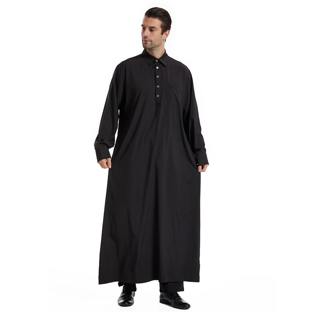 New Islamic Muslim Men Clothing Loose Jubba Thobe Abaya Front Zipper Musulmane Homme Caftan Maxi Robes Pakistan Arabia Dress