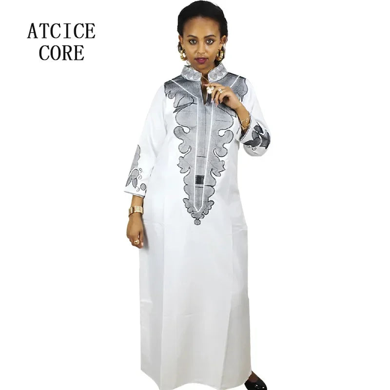 African Dress For Woman Soft Mateial With Big Emboridery Long Dress Without Scarf
