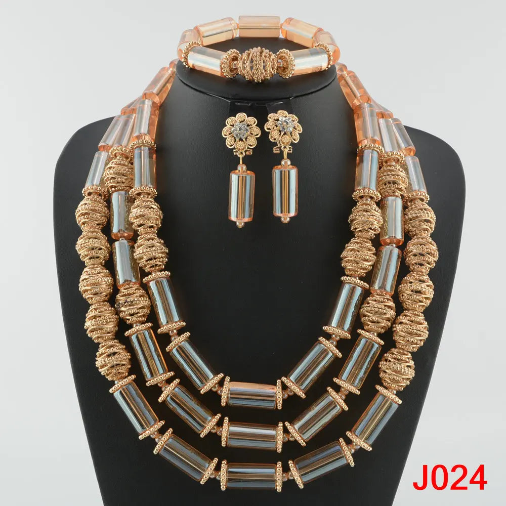 Fashion african coral beads necklace set nigerian wedding african beads jewelry Set
