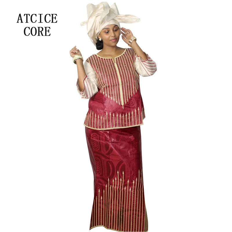 African Dresses For Women Dashiki  Dresses Bazin Riche Traditional African Clothing Long Sleeve For Ladies