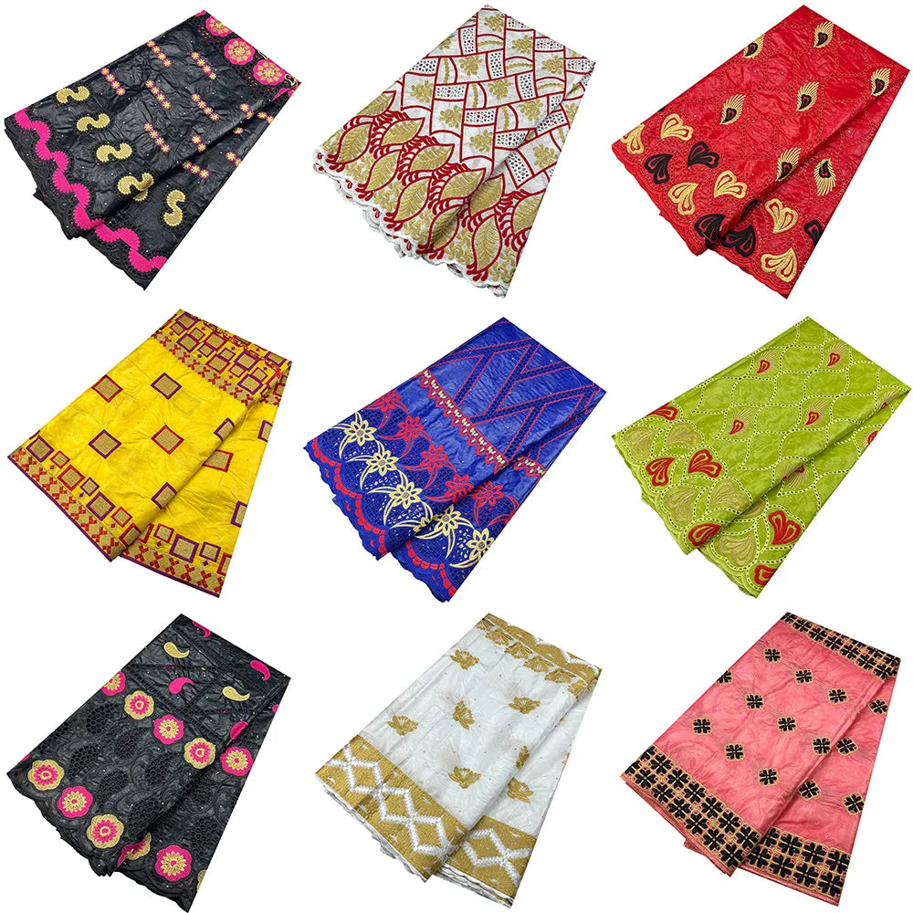 African Bazin Riche Fabric for Dress, African Lace Fabric, Nigerian Embroidery, 100% Cotton, 2.5Yards, F05, Latest