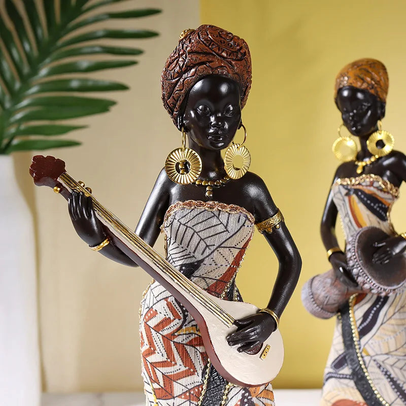 Vilead Resin African Women Statue Modern Art Figure Living Room Office Interior Decoration Accessories New Year Gifts