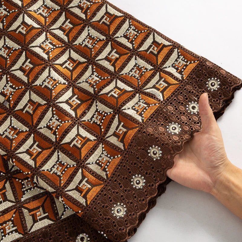 Kalume African Cotton Lace Fabric With Stones 2025 High Quality Embroidery Swiss Voile Lace In Switzerland For Dresses F4149